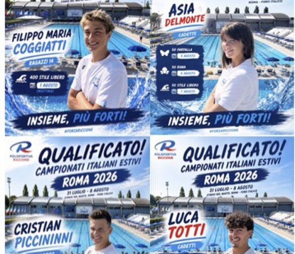 Polisportiva Riccione: Coggiatti, Delmonte, Piccininni e Totti qualificati...
