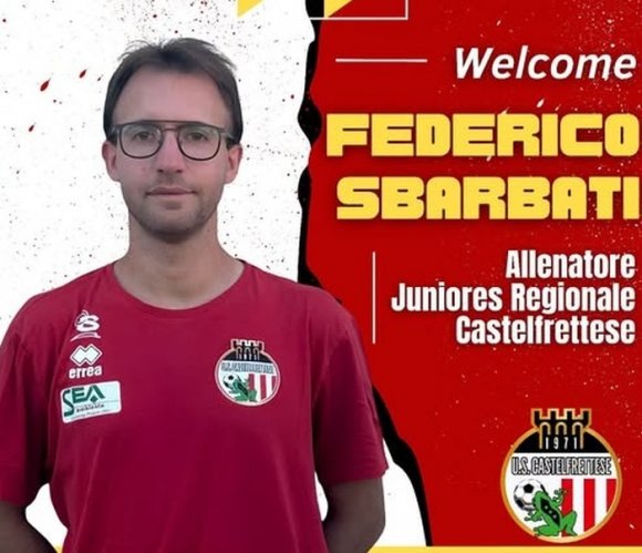 Federico Sbarbati nuovo allenatore della Juniores Regionale della Castelfrettese
