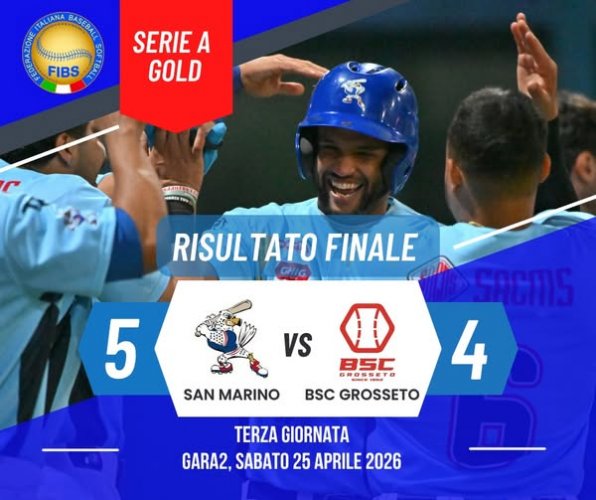 Gara 2 , San Marino Baseball - BSC Grosseto  5-4