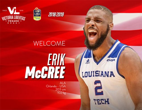 Erik McCree č la nuova “Ala” della Vuelle Pesaro 2018-2019