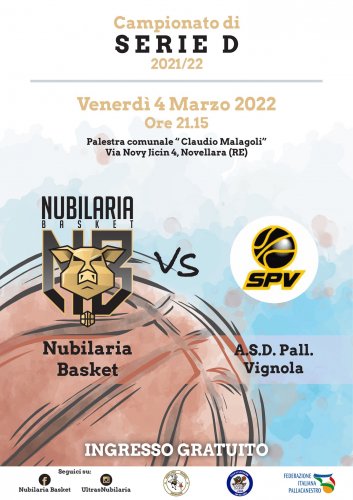 Nubilaria Basket vs Scuola Pallacanestro Vignola il pre-partita