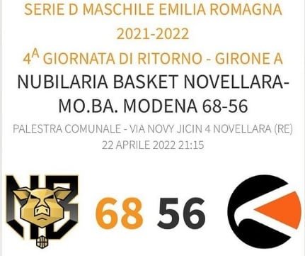 Nubilaria Basket - Modena Basket 68 - 56