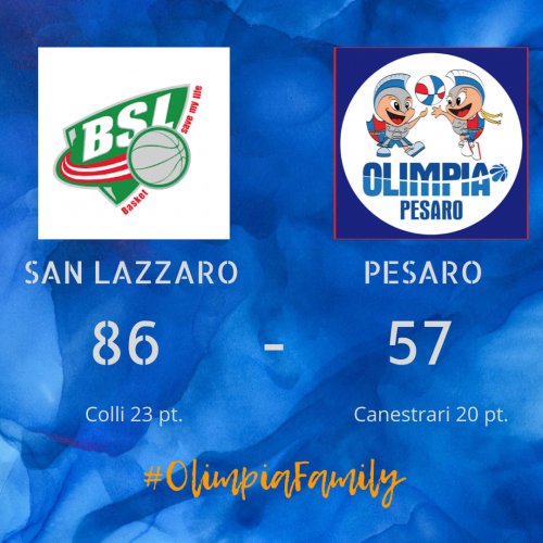 BSL San Lazzaro 86-57 Olimpia Pesaro