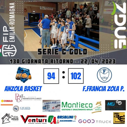 Zdue Anzola Basket � Preven F. Francia Pallacanestro 94 � 102 dts