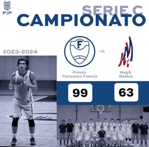 Francesco Francia Pallacanestro Preven Meccanica &#8211; Molino Grassi Magik Basket Parma  99 &#8211; 63