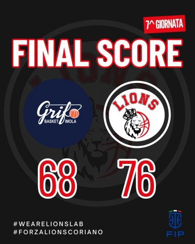 Grifo Basket Imola  &#8211; Lions Basket Coriano 68-76 (12-24, 31-38, 51-60)