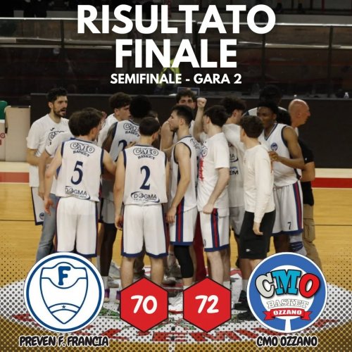 Preven Pallacanestro Francesco Francia  &#8211; Centro Minibasket Ozzano  70 &#8211; 72 (  0-2 )