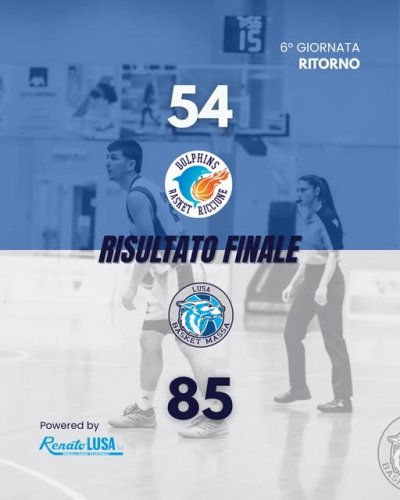 Dolphins Riccione Basket  - Lusa Basket Massa 54-85 (11-20; 26-45; 39-69; 54-85)