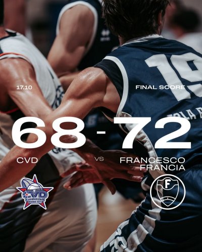 CVD Basket Club Casalecchio di Reno  – Pallacanestro Francesco Francia Preven Zola Predosa  68 – 72 (18-21, 12-15, 21-19, 17-17)