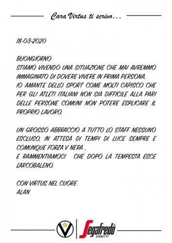 Virtus Segafredo Bologna : Cara Virtus ti scrivo..