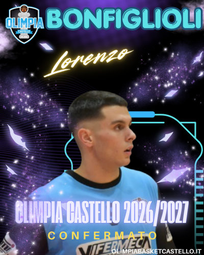 Olimpia Basket Castel San Pietro Terme  - Confermato Lorenzo Bonfiglioli