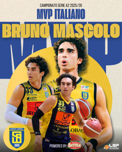 Trofei LNP 2025/2026: l'Mvp italiano "Fratelli Beretta" di Serie A2 � Bruno Mascolo (Givova Scafati)