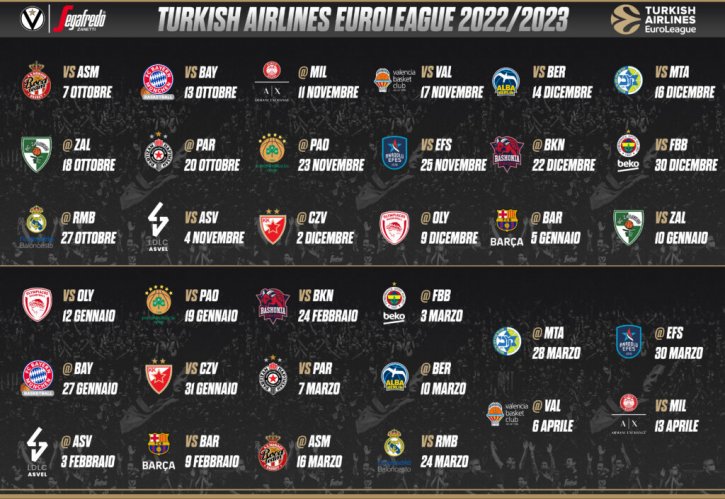 Turkish Airlines EuroLeague | Virtus Segafredo Bologna  - Debutto casalingo venerdì 7 ottobre con AS Monaco