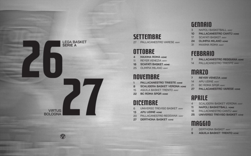 Virtus Pallacanestro Bologna - Il calendario della stagione LBA 2026/2027!