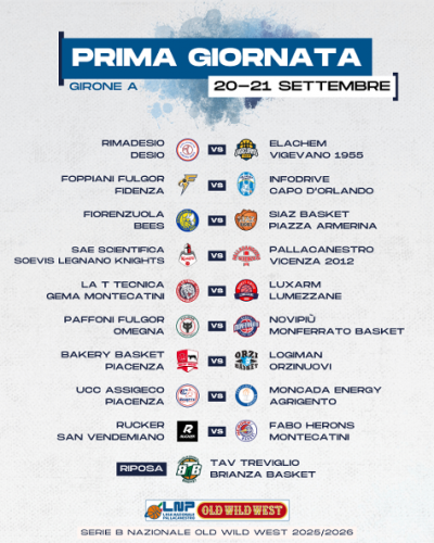 La prima giornata della Serie B Nazionale Old Wild West 2025/2026 nei gironi A e B