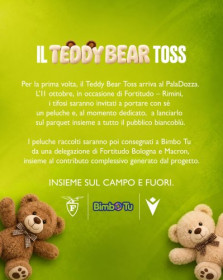 Domenica  (20.45) nel derby  tra Fortitudo e Rimini il "Teddy  Bear Toss" a favore di Bimbo Tu