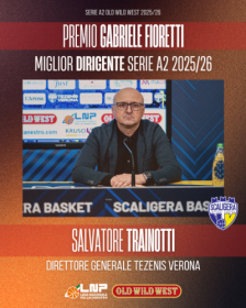 A Salvatore Trainotti il Premio “Fioretti”  Dirigente dell’anno 2025/26 in Serie A2 Old Wild West
