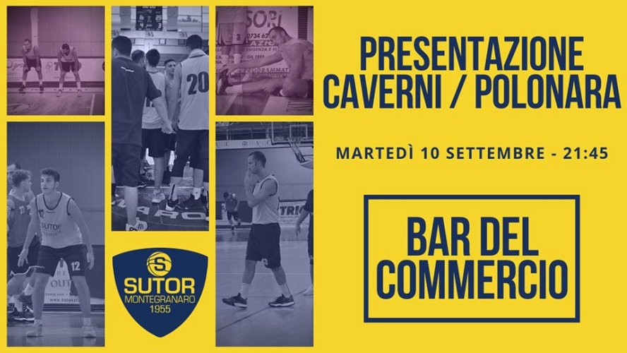 La Sutor Montegranaro presenta Caverni e Polonara martedì al Bar del Commercio.