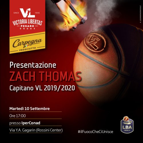 Victoria Libertas Basket Pesaro : Presentazione di Zach Thomas.