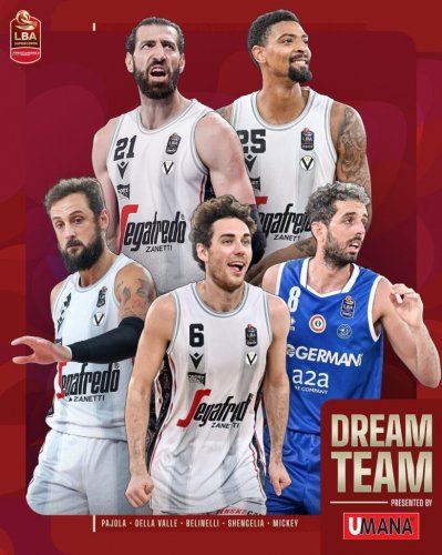 Supercoppa LBA | Pajola, Belinelli, Shengelia e Mickey inseriti nel Dream Team della Supercoppa