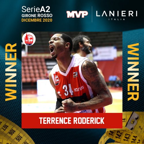 Pallacanestro 2.015 Unieuro Forl : Terrence Roderick nominato MVP del mese di dicembre LNP