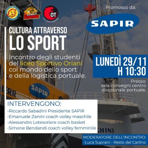 Basket Ravenna - Il gruppo Sapir presenta il progetto - Cultura attraverso lo sport -
