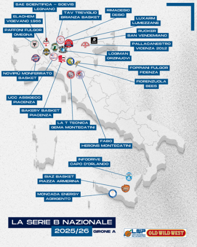 Serie B Nazionale Old Wild West 2025/2026: le 38 squadre ammesse e la composizione dei gironi.
