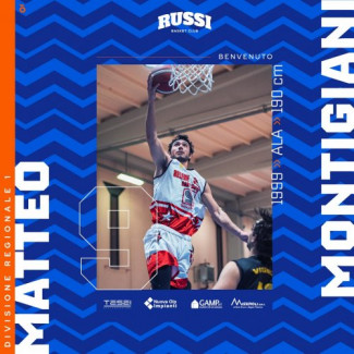 Basket Club Russi  -  Matteo Montigiani in maglia blu-arancio