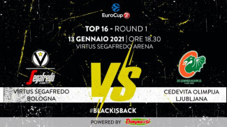 7DAYS EuroCup, Top 16, 1° giornata: Virtus Segafredo Bologna vs Cedevita Olimpija Ljubljana