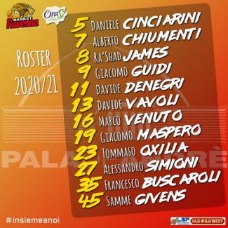 Basket Ravenna : Ecco i numeri di maglia dei giocatori dell’OraSì