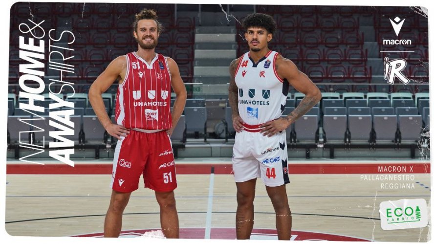 La tradizione del bianco e del rosso, ma anche dettagli innovativi nelle nuove maglie della Pallacanestro Reggiana