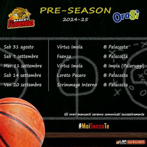 Il Basket Ravenna annuncia le amichevoli pre-campionato