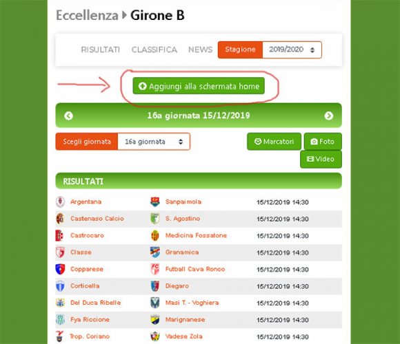 Il tuo campionato sul tuo telefono in un click, senza dover installare nessuna app