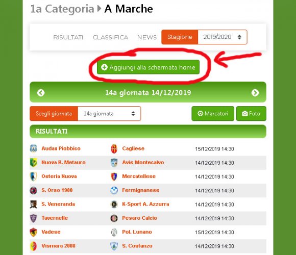Il tuo campionato sul tuo telefono in un click, senza dover installare nessuna app