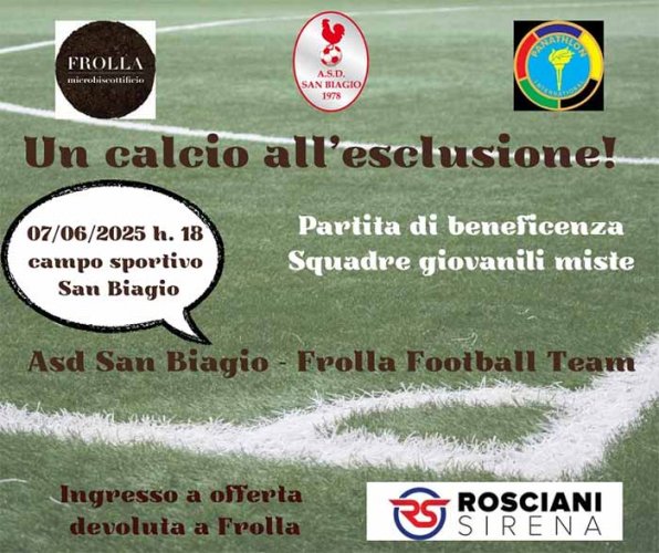 Solidarieta&#8217; e inclusione al Comunale di San Biagio con Frolla Football Team