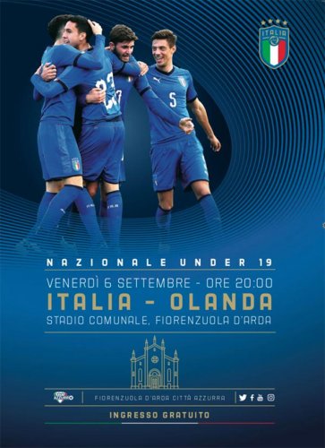 Venerdì 6 settembre 2019 Italia vs Olanda under 19
