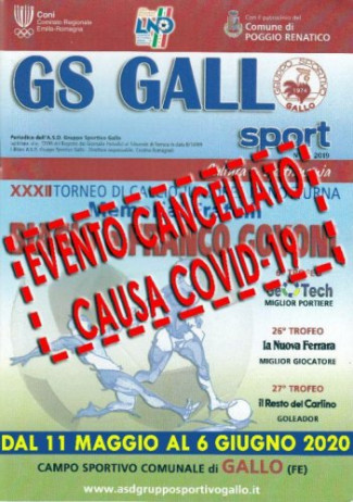Il GS Gallo è costretto ad annullare al XXXII edizione del proprio torneo giovanile