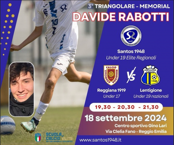 Memorial Rabotti: Reggiana, Lentigione e Santos in campo per ricordare Davide