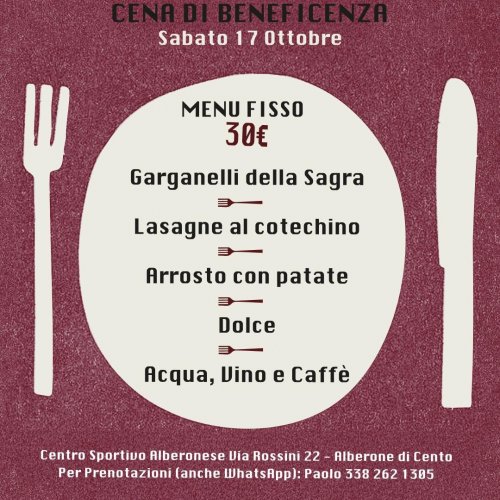 Il 17 ottobre serata di beneficienza per supportare l'Olimpia Quartesana