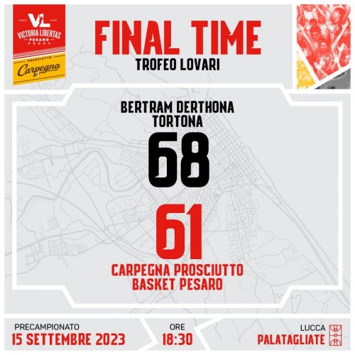 Trofeo Lovari: Bertram Derthona Tortona - Carpegna Prosciutto Pesaro 68 - 61