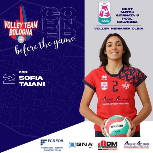 VTB FCRedil Bologna -  Volley Hermaea Olbia il pre - partita con  Sofia Taiani.
