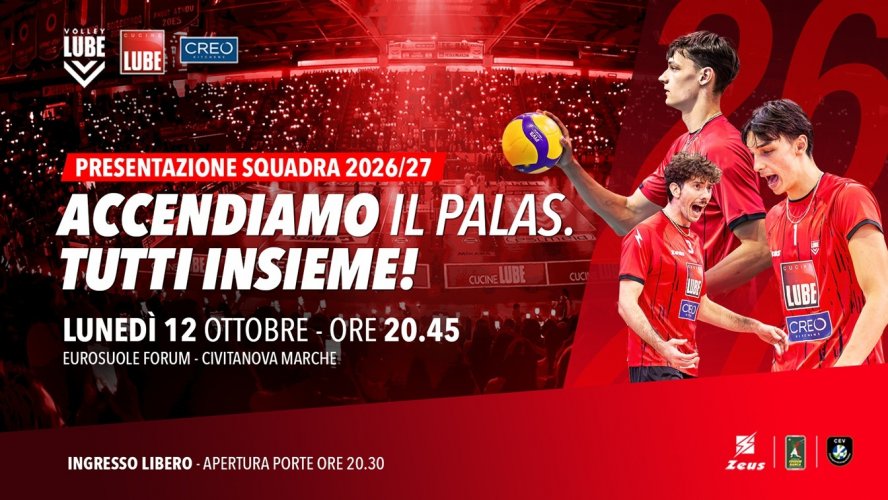 Accendiamo insieme il Palas. Luned� 12 ottobre (20.45) la Lube Volley presenter� la squadra