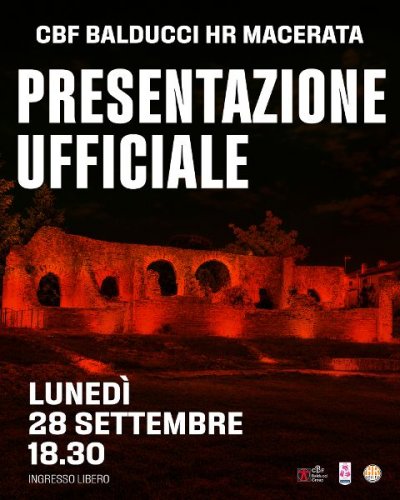 Luned� 28 settembre (ore 18.30) la presentazione ufficiale della CBF Balducci HR Macerata