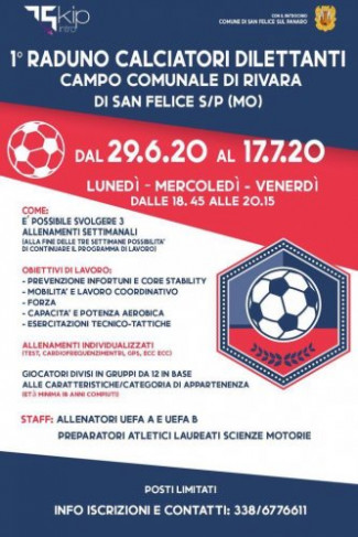 il 29 giugno parte il 1° Raduno Calciatori Dilettanti