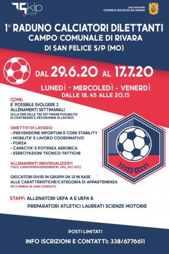 il 29 giugno parte il 1° Raduno Calciatori Dilettanti