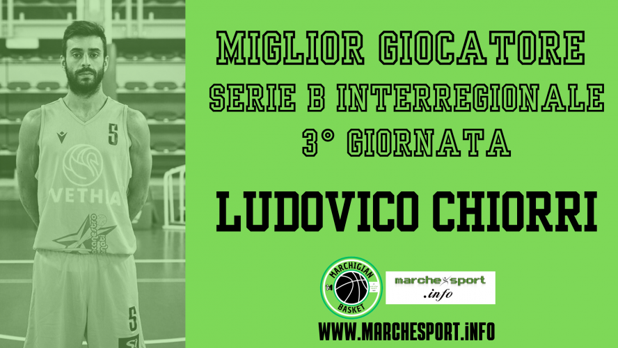 Serie B interregionale, Ludovico Chiorri  il miglior giocatore della 3 giornata